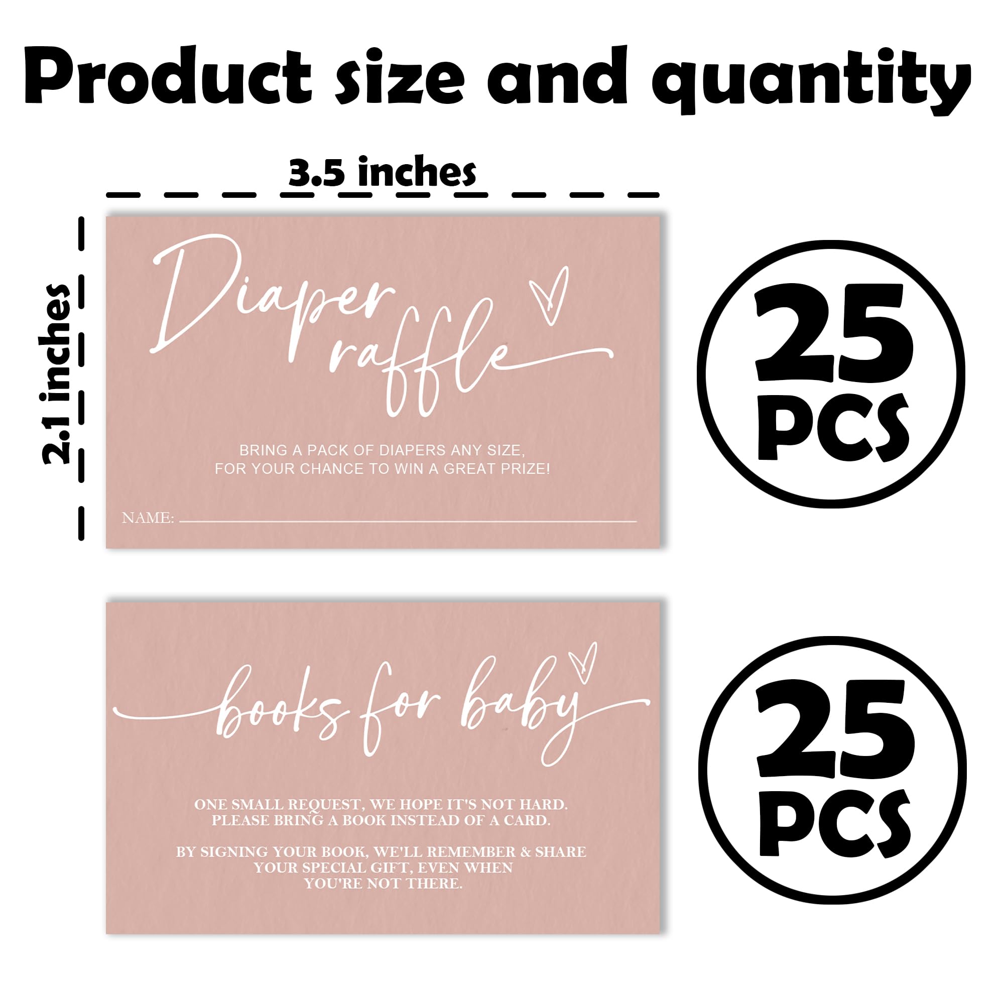 Bilety na pieluchy i kartki z prośbą o książkę na baby shower - zestaw 50 różowych minimalistycznych kart do gry (5 x 8 cm) - materiały zaproszenia dla dzieci dla chłopców i dziewcząt - dekoracje