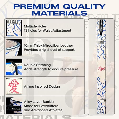 Miniatura 3 de Cinturón de palanca de anime, cinturón de levantamiento de pesas, resistente para levantamiento de pesas, cinturón de gimnasio para levantamiento de