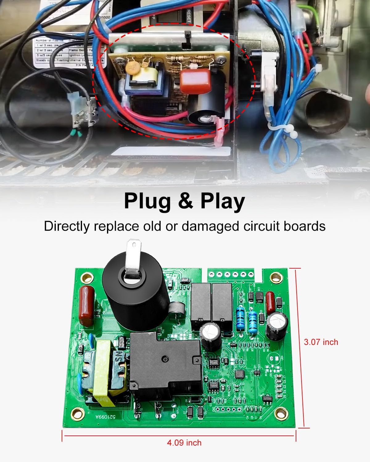 521099 Water Heater Circuit Board, 12 Volt DC RV Camper Furnace Control Module Compatible with Suburban Furnace, Water Heater Control Module Board Replace 520871 520814 520820 33550L AP4896608