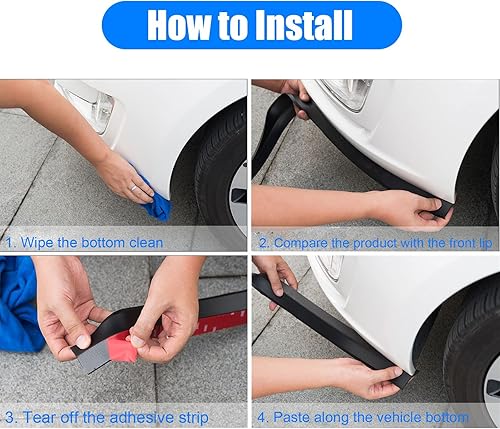 Miniatura 5 de Borde delantero universal de 8.2 pies, falda de goma para parachoques delantero de automóvil, falda lateral, protector de alerón divisor, cuerpo
