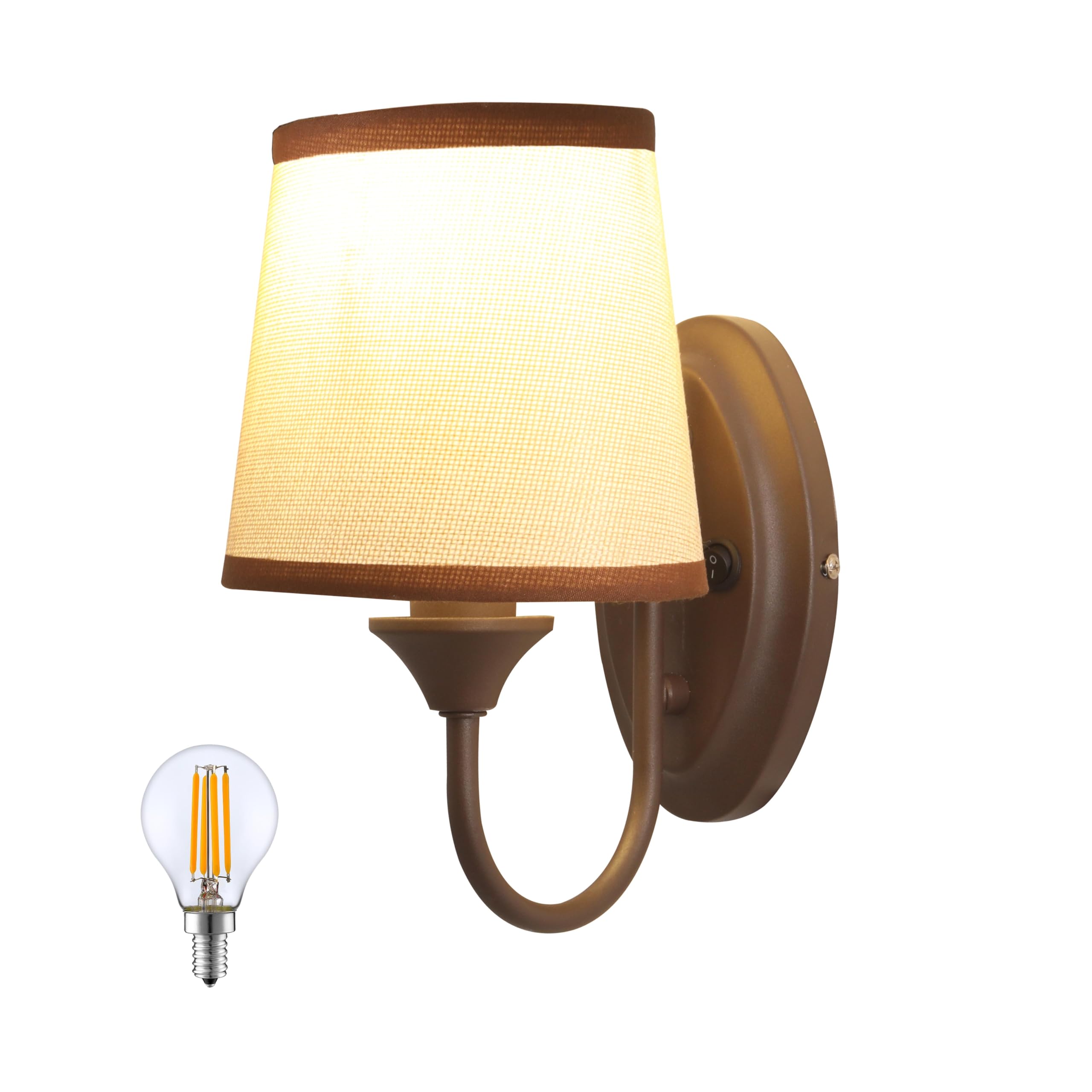 Photo 1 of Maichis 12V LED RV Wall Sconce with On/Off Switch (LED Bulb Included), Decorative Fabric Light Fixture with 1 Bulb, 12Volts Interior Light for RV, Motorhome, Camper, Boat