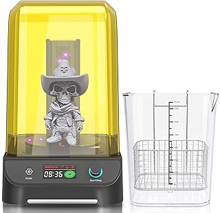 GEEETECH 360° Wash and Cure Station with 19Pcs 405nm UV Lights, 2 in 1 UV Resin Washing and Curing Station for LCD SLA DLP 3D Printer Models, with Rotary Curing Tray and Washing Bucket