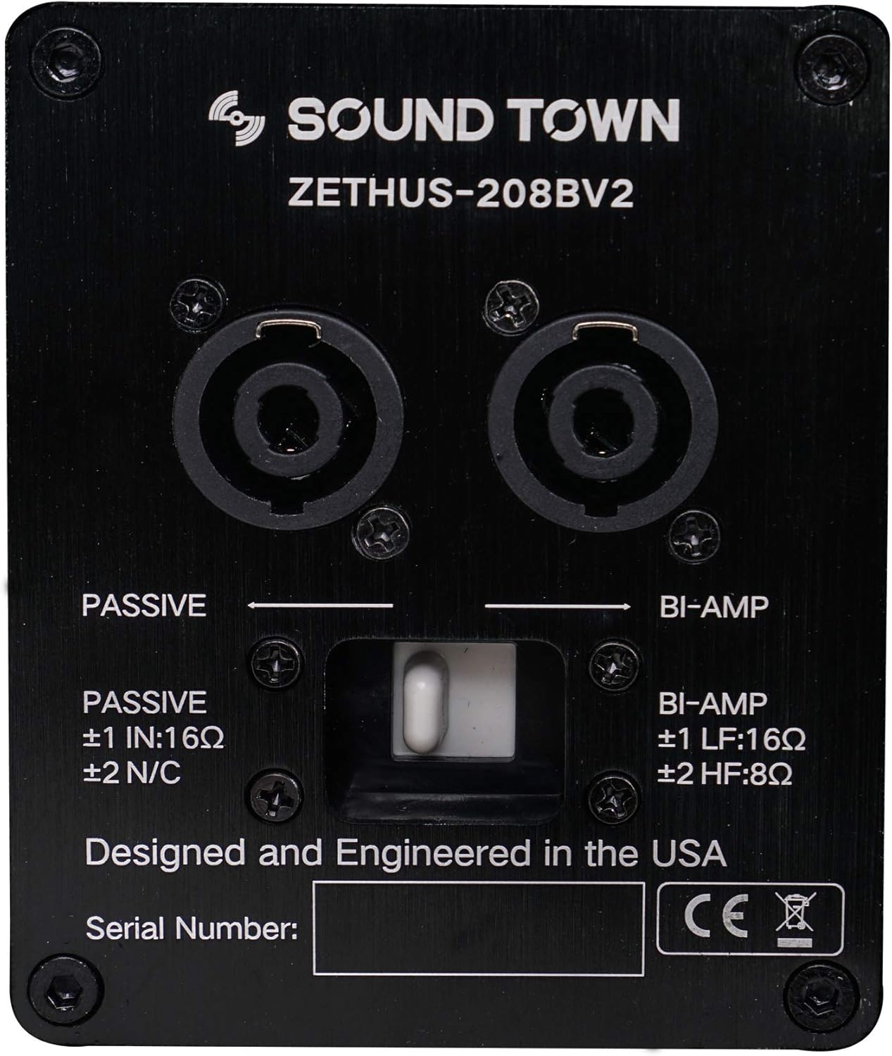 Sound Town ZETHUS Series Pair of 2 Dual 8" Passive Line Array Loudspeakers, 700W, Full-Range/Bi-Amp Switchable, Birch Plywood, Black (ZETHUS-208BV2-PAIR)