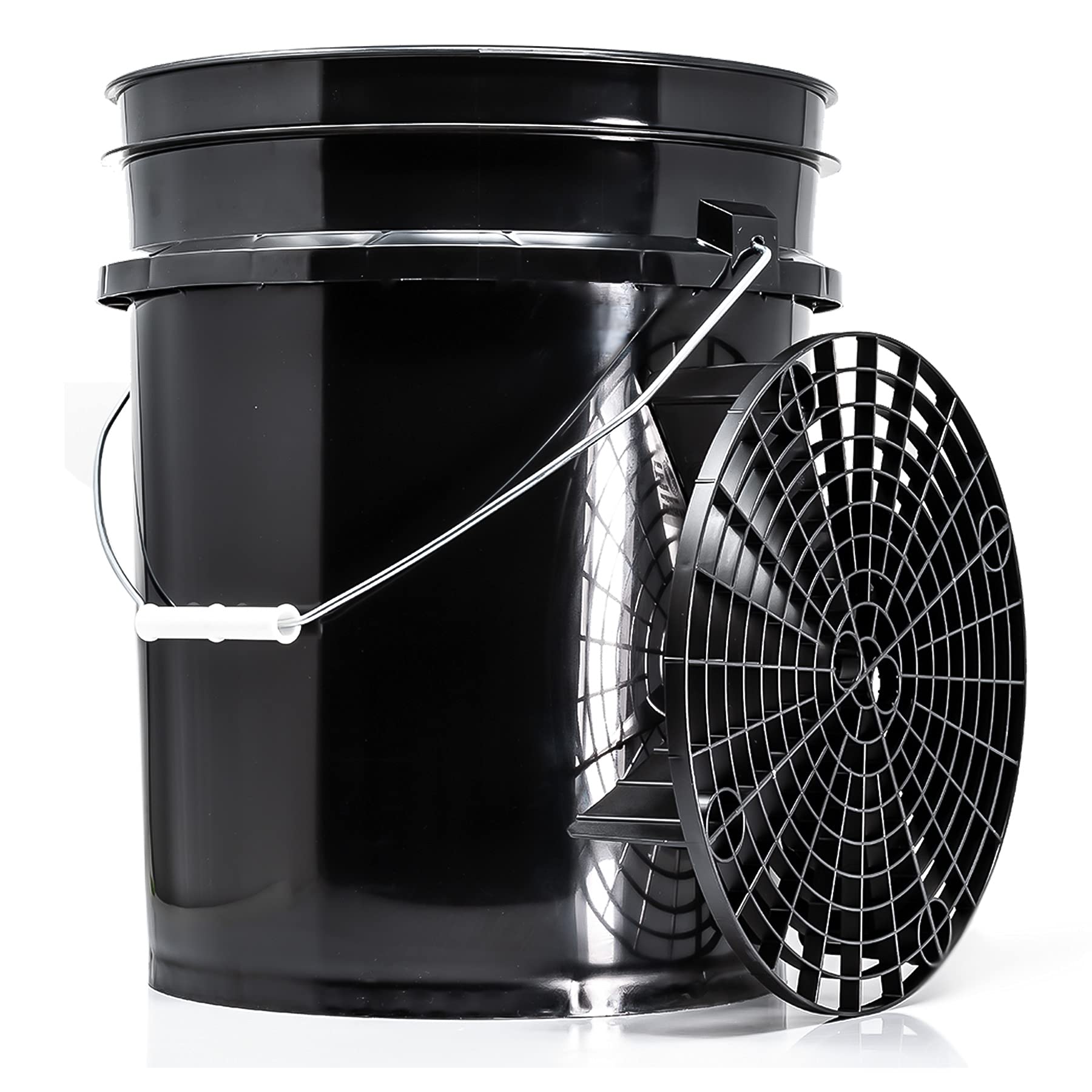 detailmate Black & White Set | 2 secchi per lavaggio Magic Bucket 20 litri/5GAL + 2 filtri per secchiello nero & bianco | accessori per il lavaggio professionale auto | lavaggio auto moto