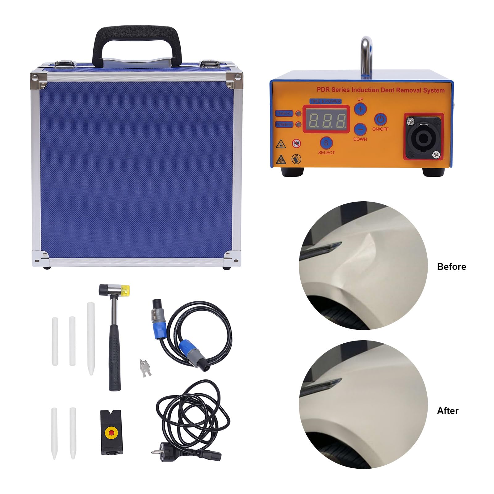 Zestaw naprawczy do samochodu, 1,38 kW, 220 V, PDR elektromagnetyczny ściągacz wgnieceń samochodowych, elektromagnes, zestaw naprawczy Hot Box Auto Paintless Dent Repair Tool ze skrzynką na