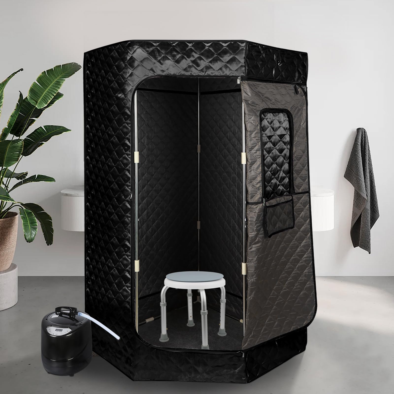 Sauna, sauna à vapeur pour la maison, sauna portable avec télécommande, espace de sauna portable peut soulager la fatigue, perte de poids (noir-D)