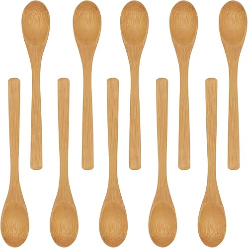 BambooMN - Cuchara reutilizable de bambú sólido estándar de 80in Cubertería de comedor Utensilios de cocina 10 piezas