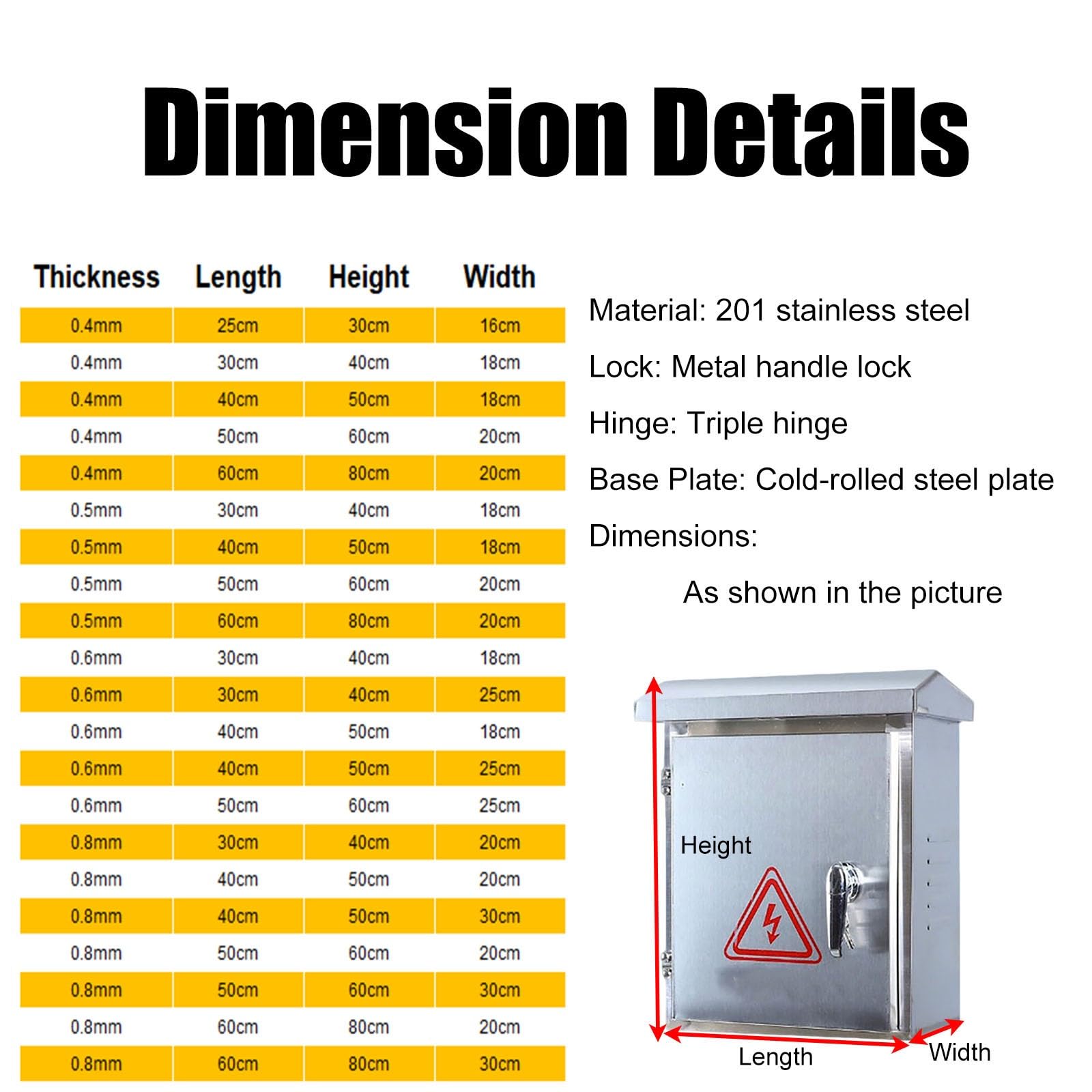 schaltschrank Wetterfester Anschlusskasten Mit Abnehmbarer Montageplatte/Schaltkastengehäuse Für Stromschutz/Verteilerschrank Für Netzwerkgeräte(A-L 60 CM H 80 CM W 20 CM)