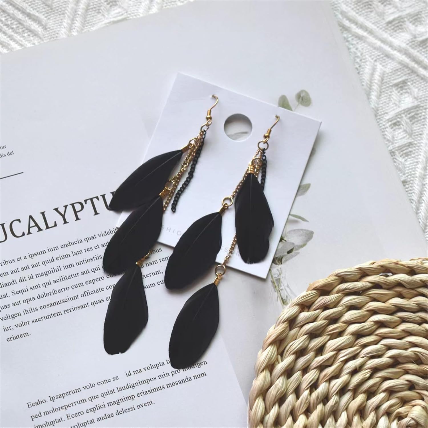 coadipress Boho Piercing Tassel Feather Long Chain Earrings Retro Lightweight Native Feather Dangle Drop Earrings for Women Bohemian Handmade Natural Feathers Earring Jewelry - Image 2