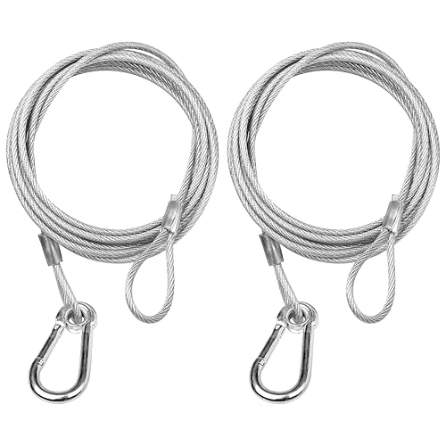 Mad Owl Safety Rope Fixing Device, Stage Light Safety Cable,Transparent Rope Head Truss Accessories Clamp Hook, 0.12 inches Diameter, 78.7 inches Length, (Pack of 2 White)