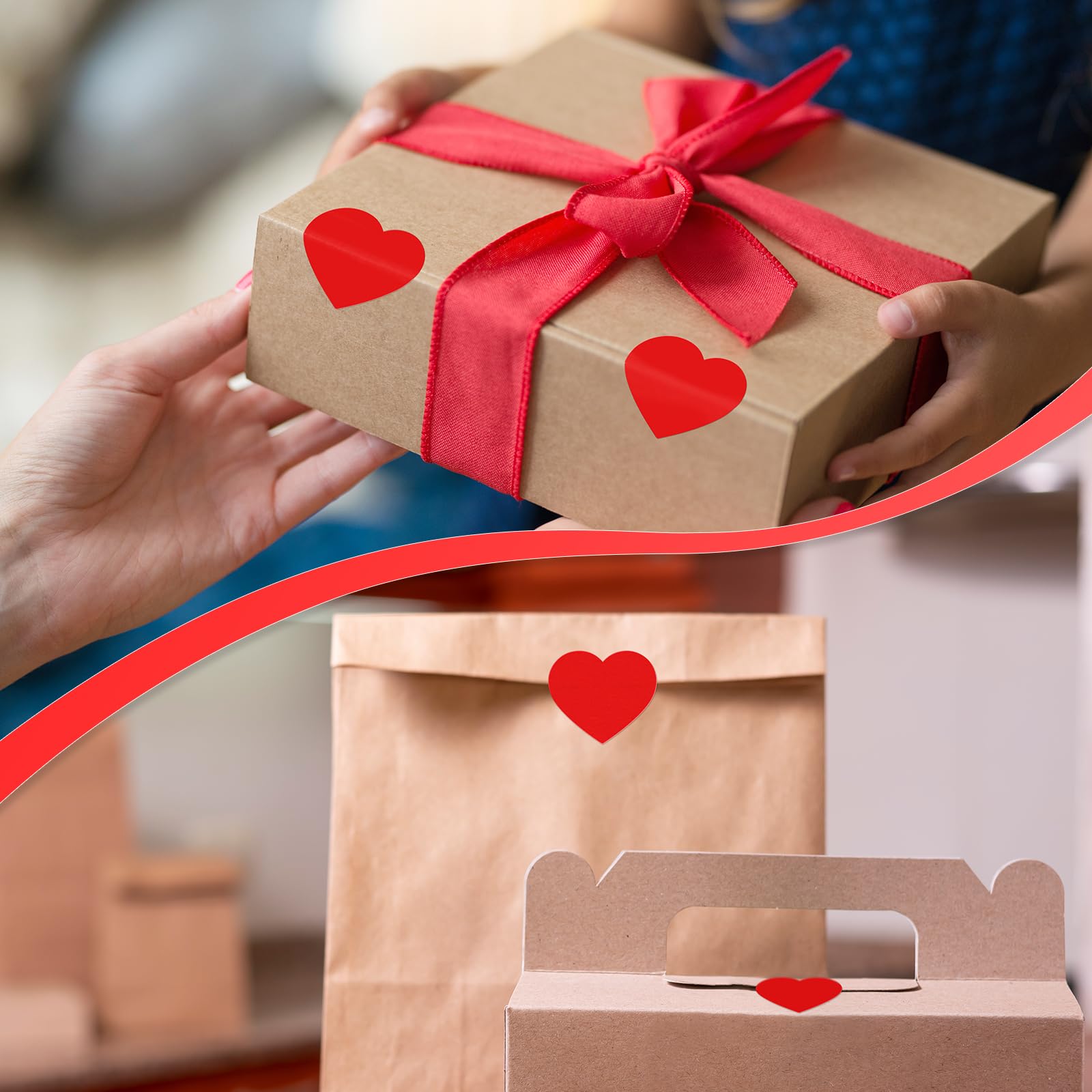 Meitaat Red Heart Stickers Roll 3.8 cm Valentine's Day Love Shape Labels Waterproof Removable for Craft Envelopes Boxes Gift Tags Bags Wedding 500 PCS - Image 4