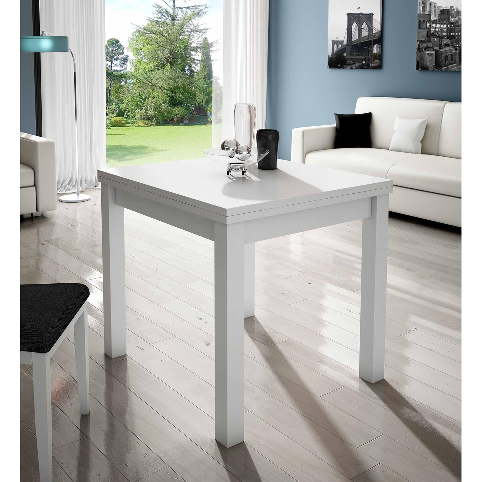 Mesa Libro Blanca Extensible, salón Comedor o Cocina de 90 x 80 Extensible 160 cm