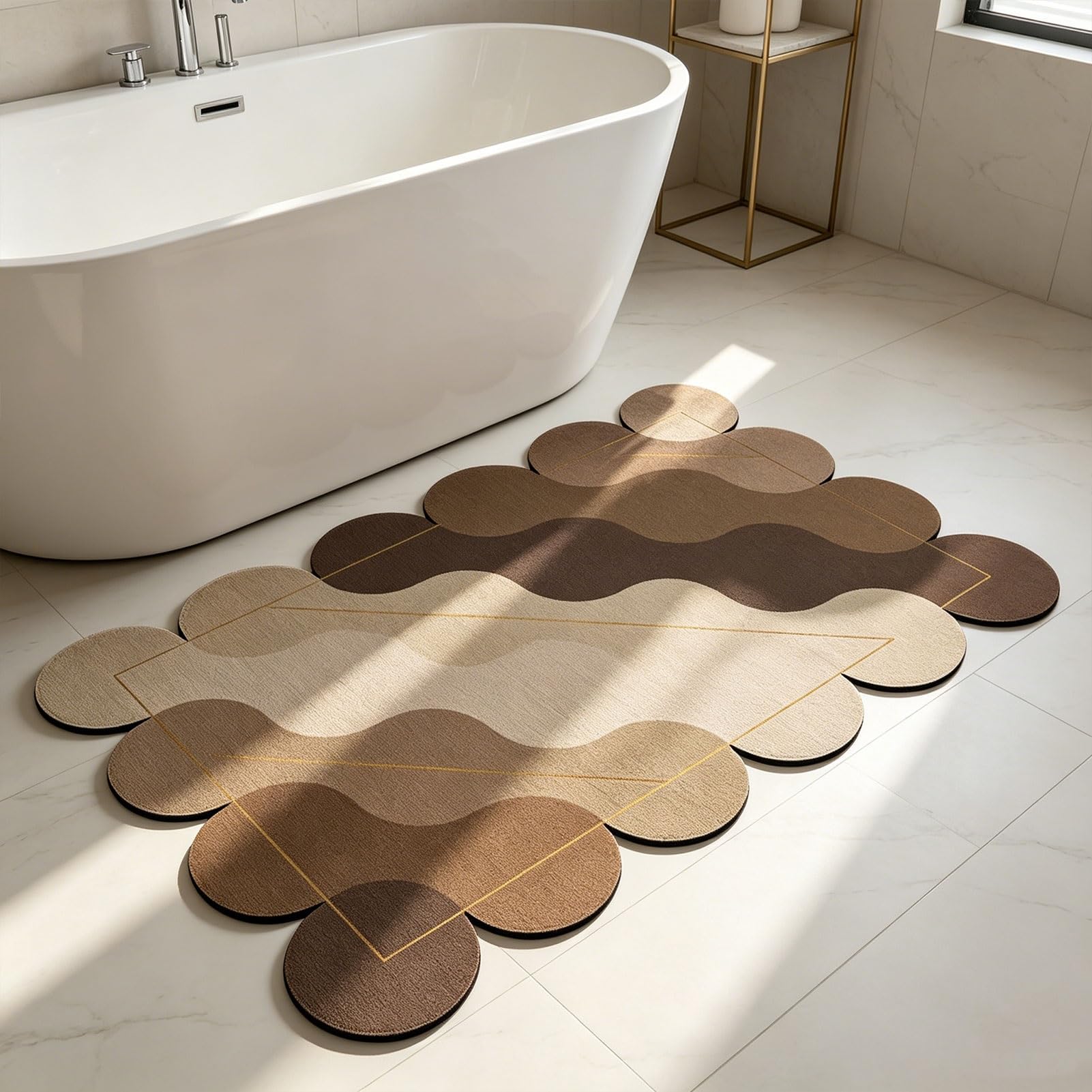 Tappetino Assorbente in diatomee, Morbido e Assorbente, Ideale per Il Bagno, la Cucina, l'ingresso, la Doccia, la Vasca e Il lavandino (40x60 cm).