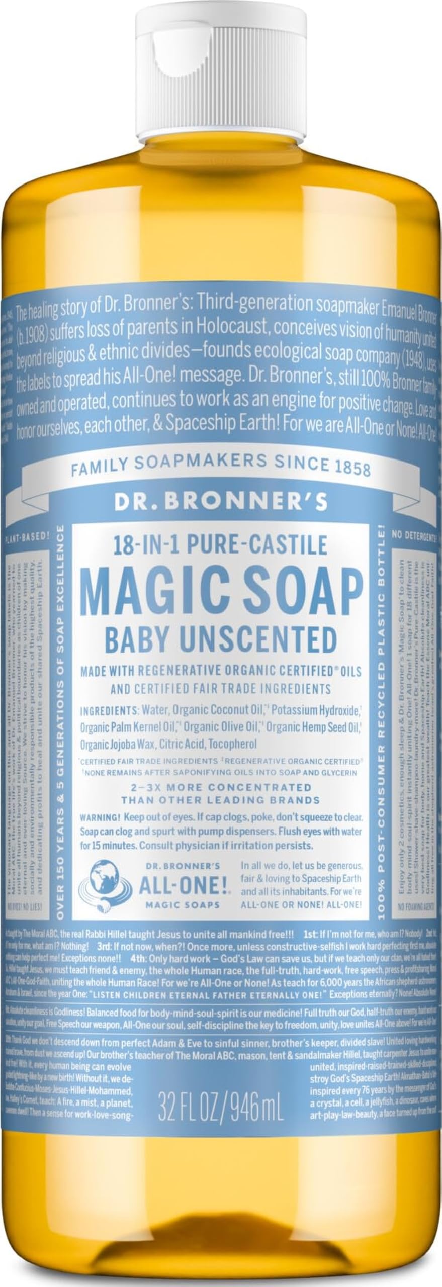 Dr Bronner'S | Baby Castile Liquid Soap | 1 x 946ml