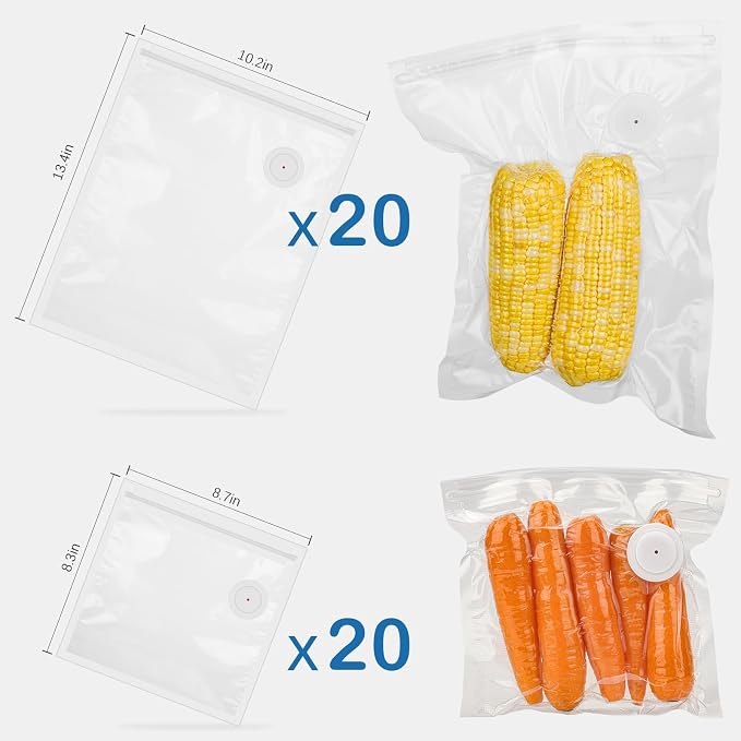 40 bolsas al vacío reutilizables para alimentos con válvula miniatura 2