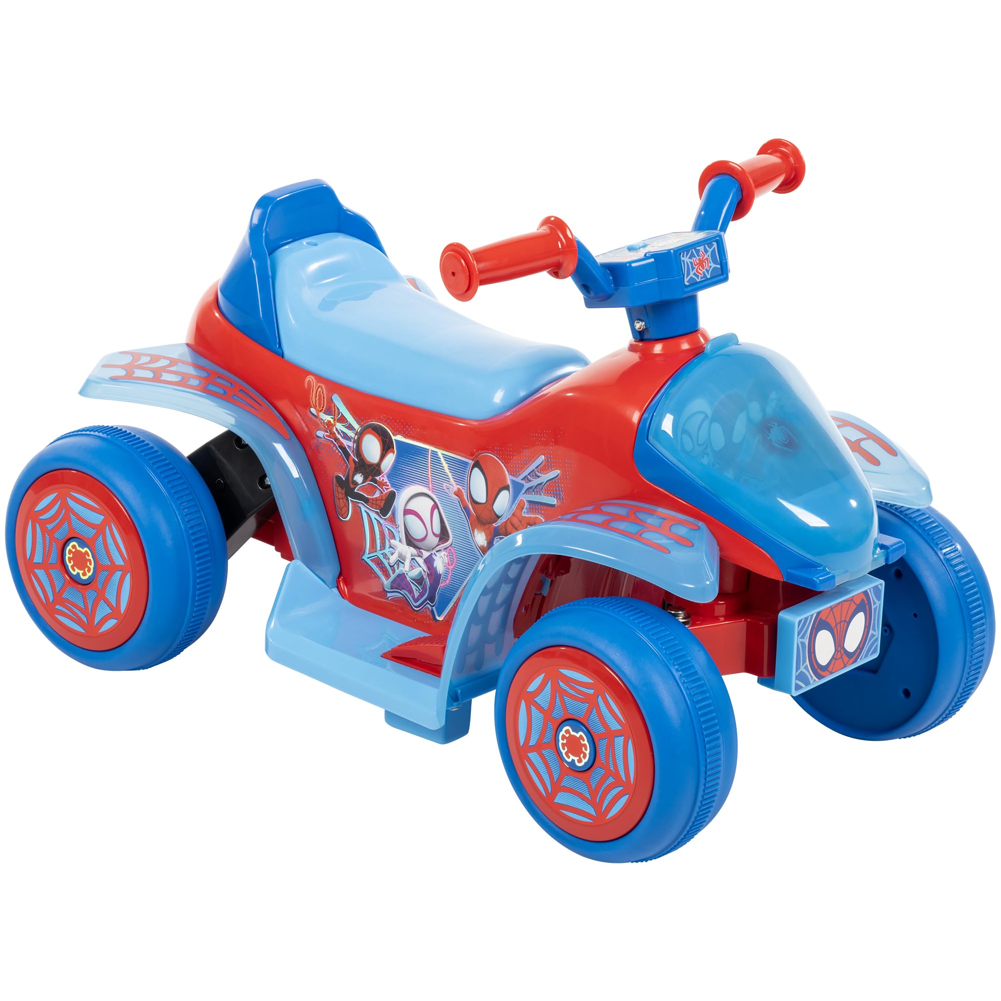 Marvel Spidey and His Amazing Friends Electric Ride On Quad Bike for Kids  ages years Red and Blue Spiderman 6V Fun