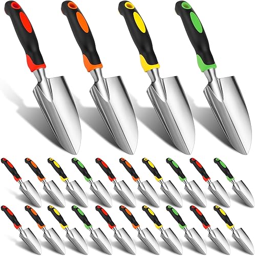 Miniatura 10 de Pala de jardín de aleación de aluminio, 12 piezas, herramienta de jardín, palas pequeñas para excavar palas de metal con mango de TPR suave