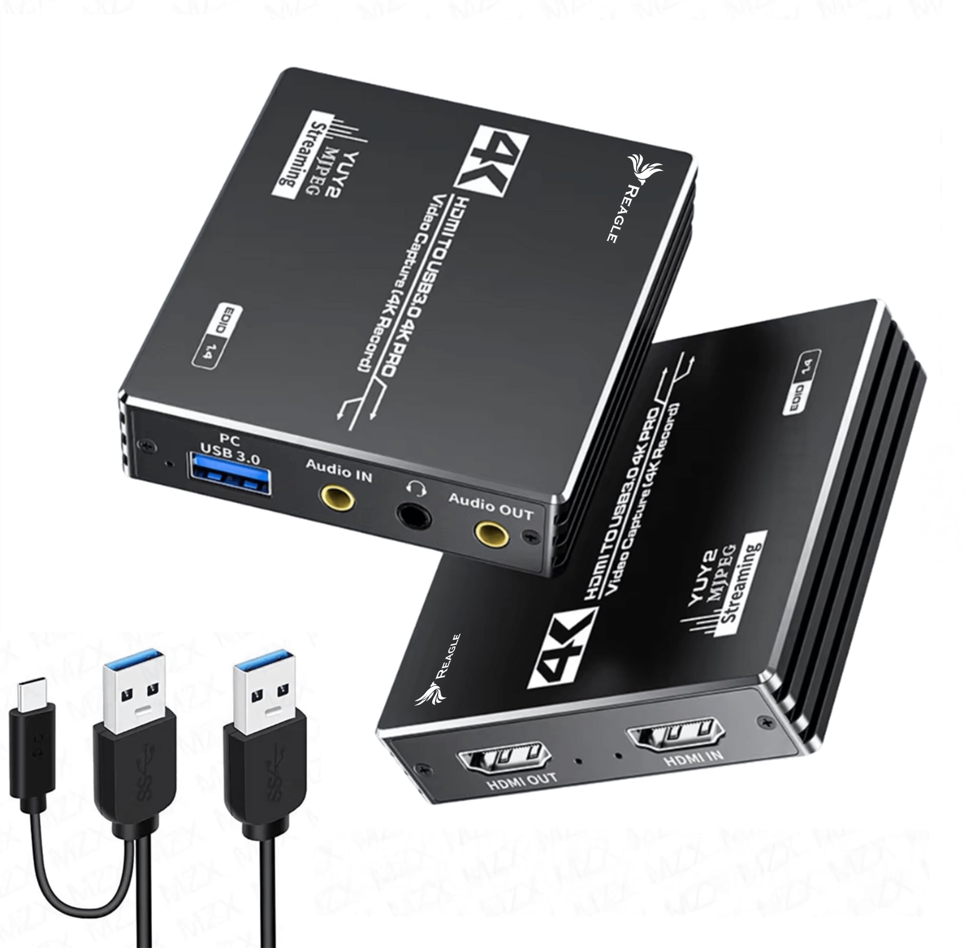 Reagl HDMI Video Capture Card 4K 60Hz USB 3.0 YUY2 OBS HDCP Game Capture para Consola,Cámara Plug & Play Stereo Audio HDMI Loop-Out Aluminio Carcasa