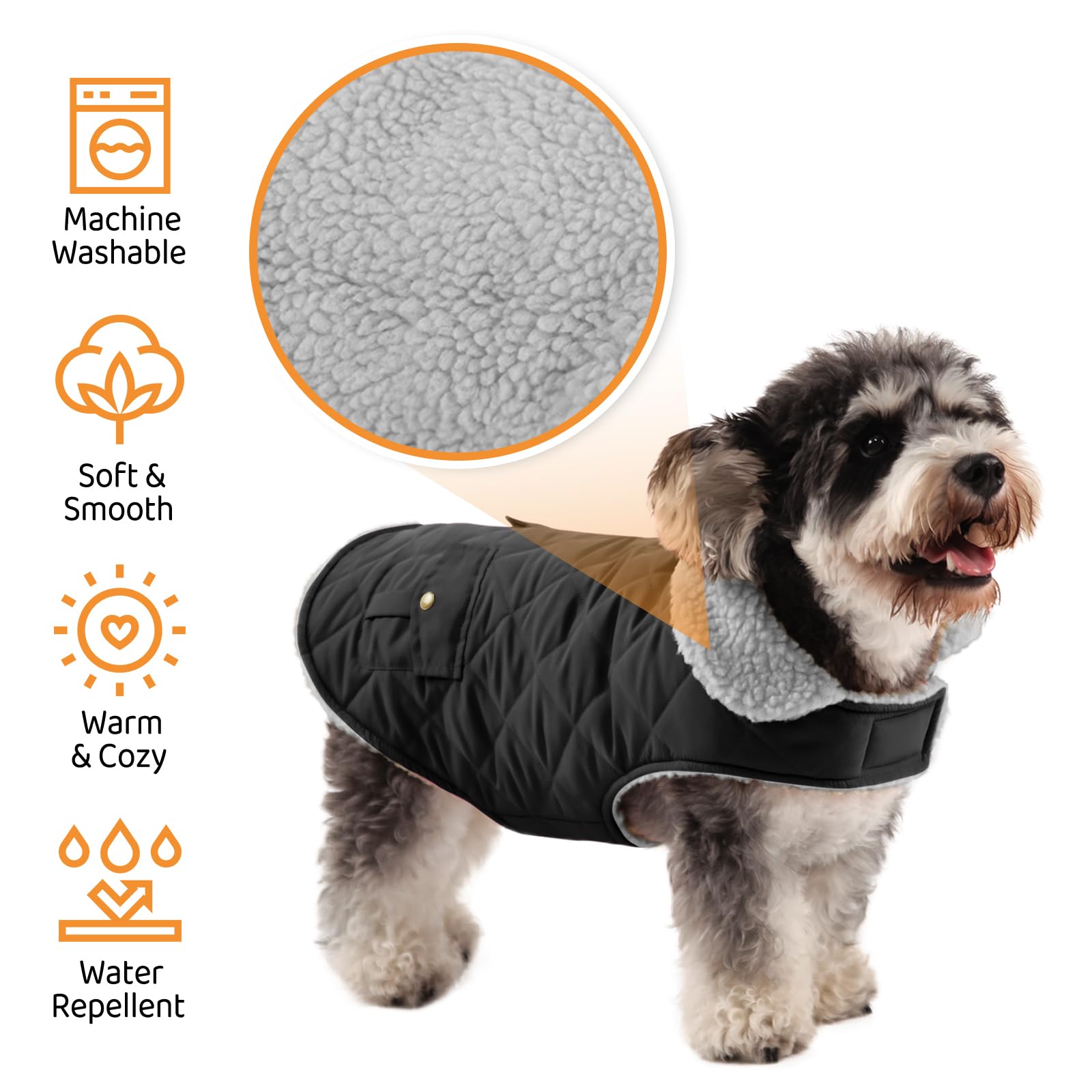 Queenmore Cappotto Cane Piccolo Caldo Impermeabile Per Chihuahua, Maltese, Bassotto, Bulldog Francese, Nero, S