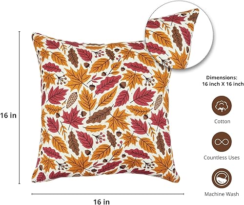 Miniatura 3 de PurpleEssences Decoraciones de otoño, fundas de almohada para porche al aire libre, hojas de arce, fundas de cojín de 16 x 16 pulgadas, juego de 2