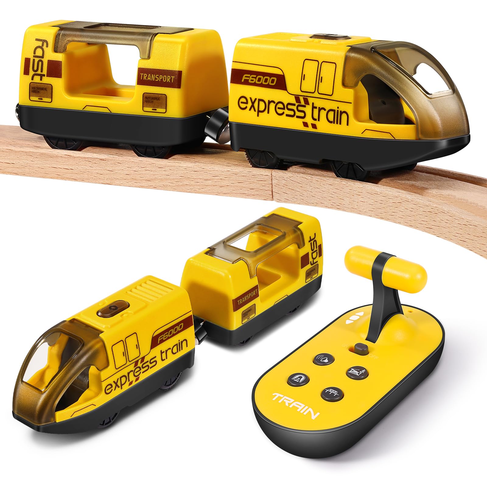 Tren Eléctrico de Juguete con Control Remoto para Vías de Madera, Locomotora Magnética, Compatible con Thomas, Brio y Chuggington, Regalo para Niños 3-6 Años
