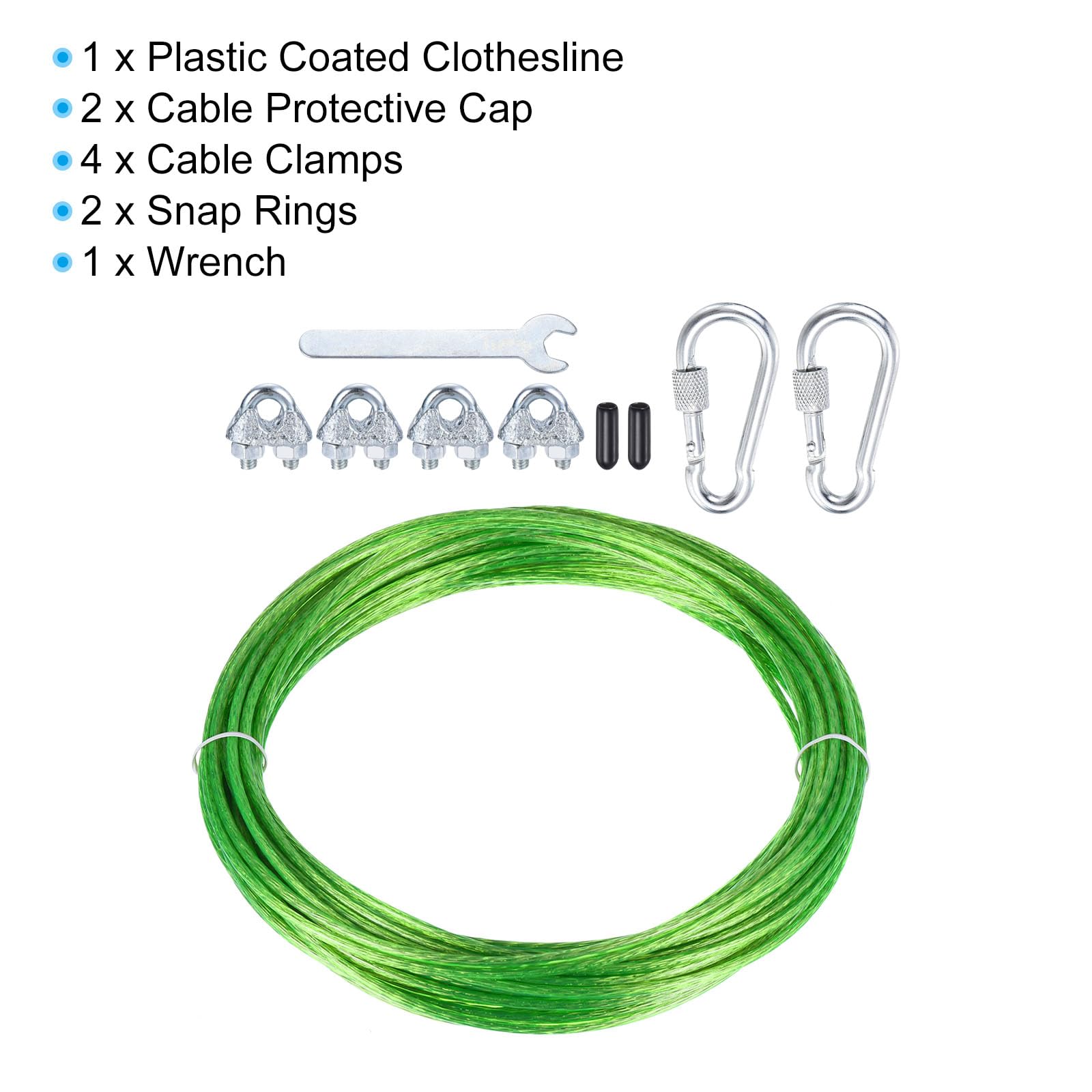 PATIKIL Plastic Coated Clothesline Kit, 5/32"x49ft Steel Core Clothes line Metal Cable & Wire Rope for Drying Clothes Outside Hanging - Image 3