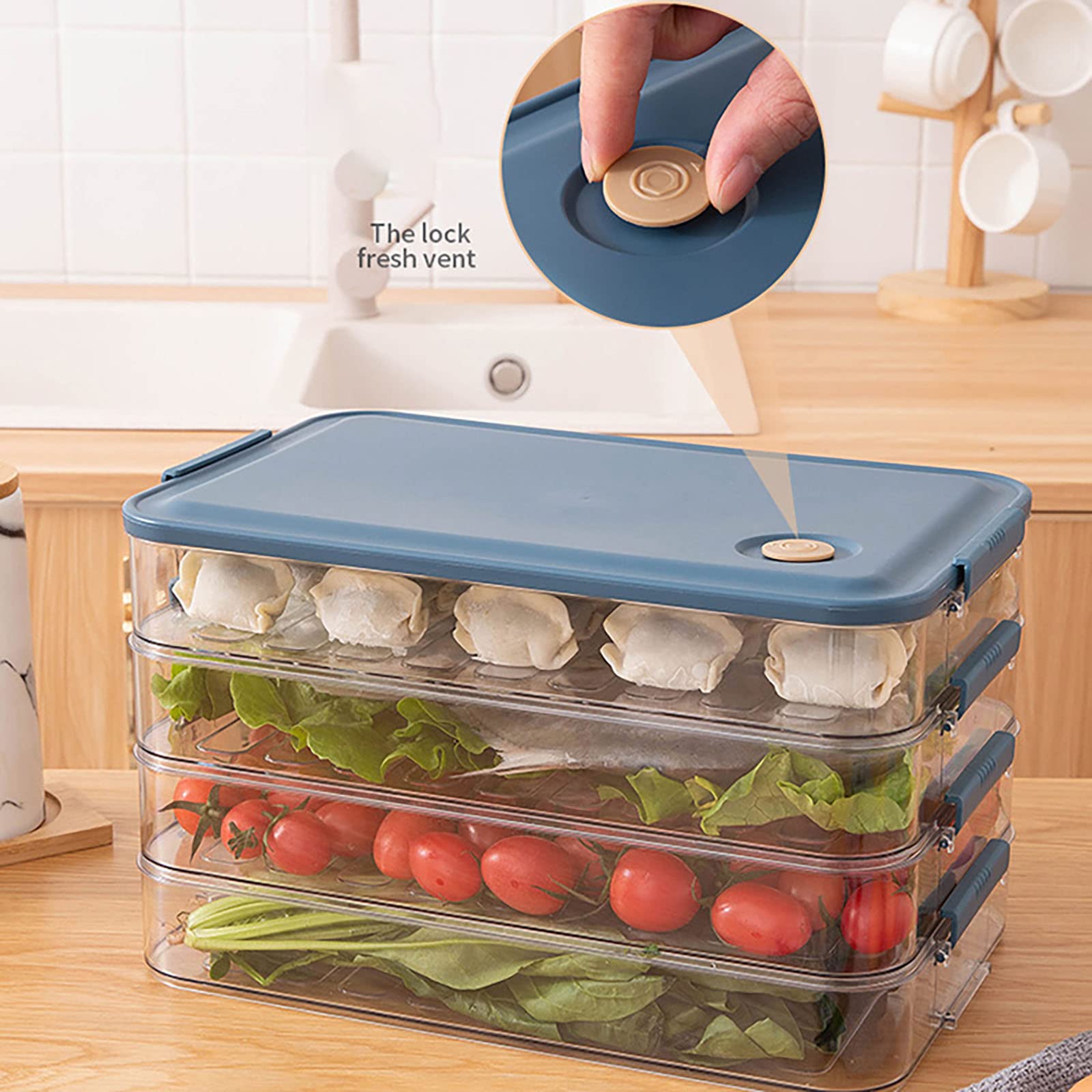 4 pièces de réfrigérateur Boîte de conservation fraîche, réfrigérateur de cuisine frais et anti-odeurs Boîte de rangement pour congélateur Réfrigérateur transparent de qualité alimentaire Boîte de r