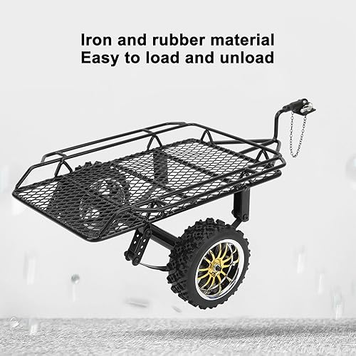 Miniatura 7 de Remolque pequeño RC, remolque de cubo RC de metal de goma de hierro,Remolque inclinado RC para coche RC (negro)