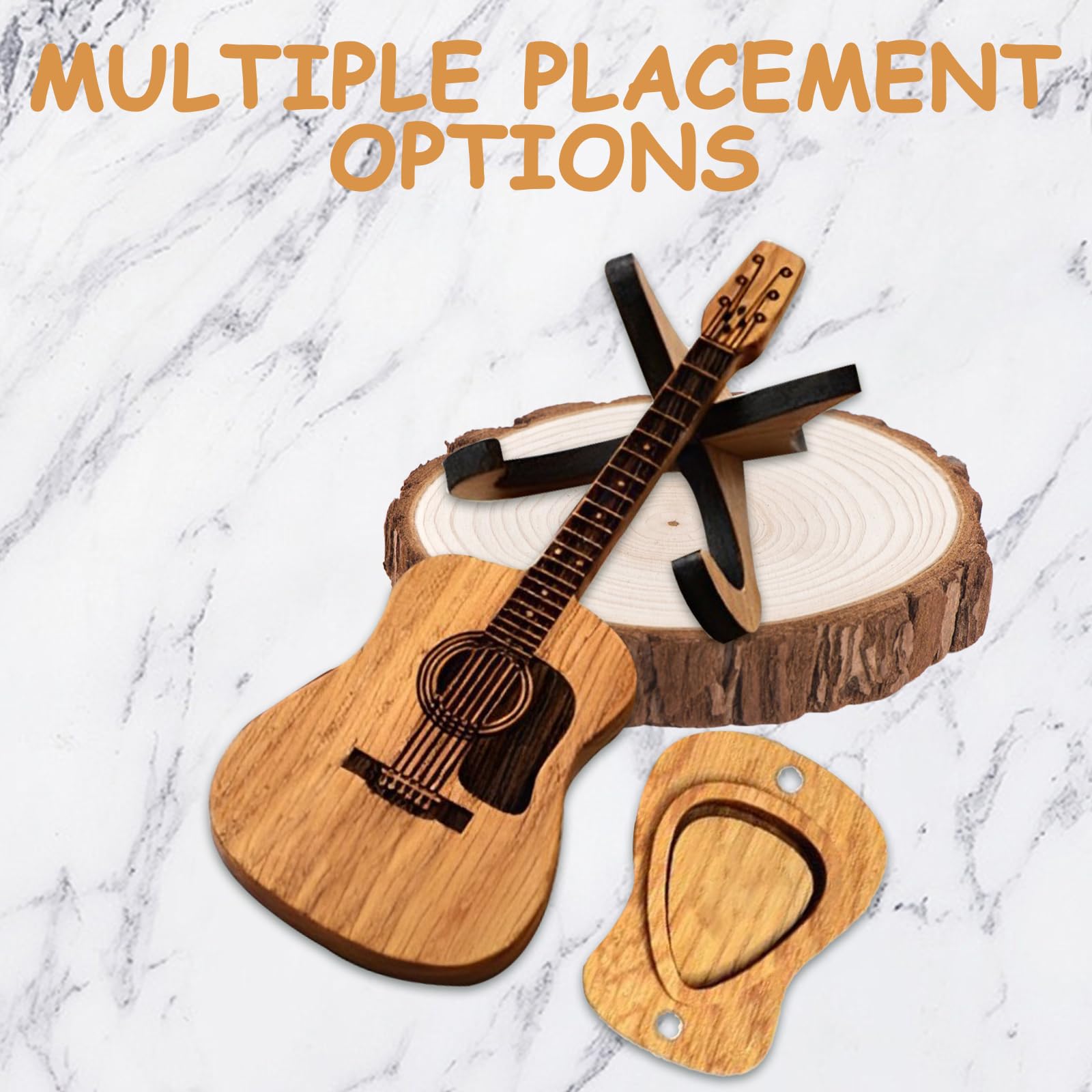 Wooden Guitar Pick Case With Stand, Custom Holder With 3 Picks and Plectrum Holder, Storage Container for Acoustic Bass - Image 4
