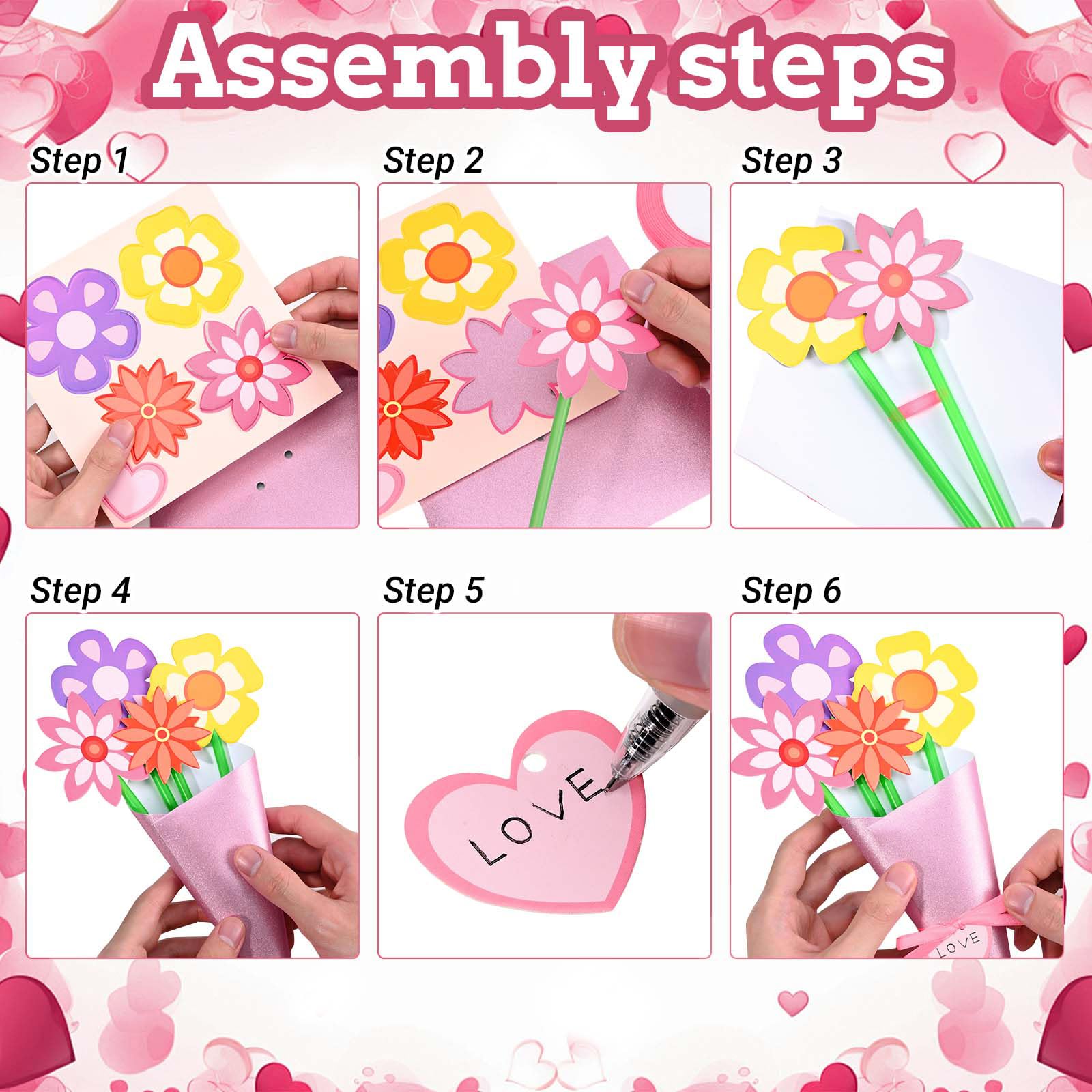 Lot 24 Bouquets Fleurs En Papier à Faire Soi-Même - Kit Créatif Fête Des Mères École