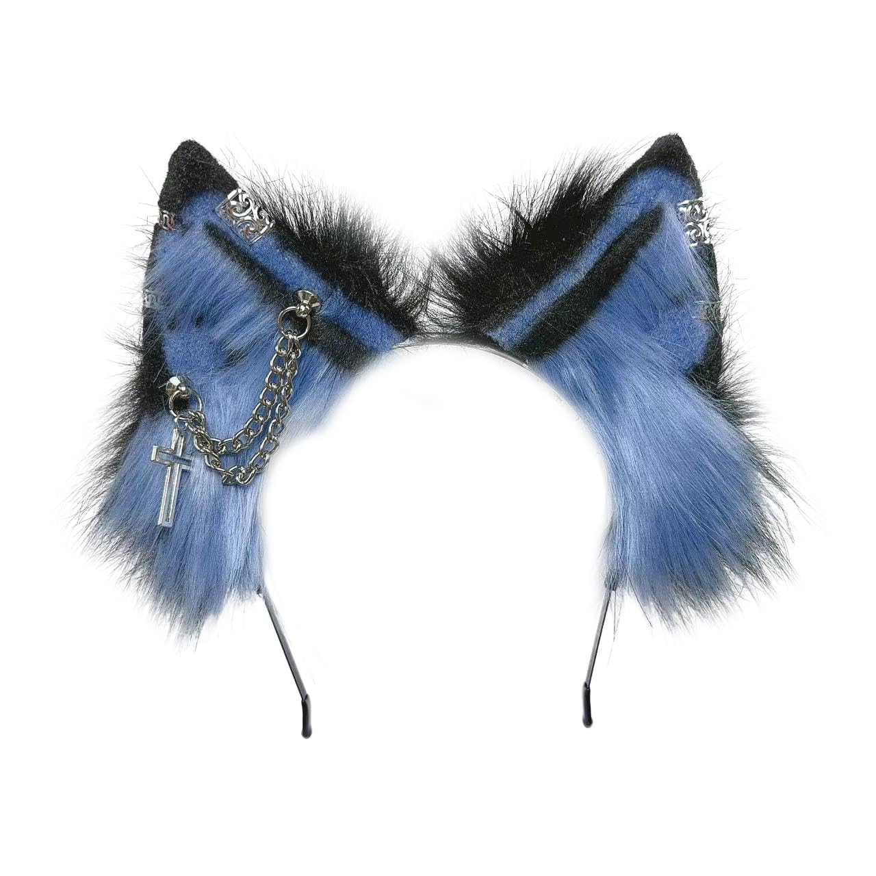 Ekwikzz Wolf Ears Tail Set Fox Wolf Headbands Clips Fluffy Cosplay Costumes, Gothic Punk Accessories for Halloween