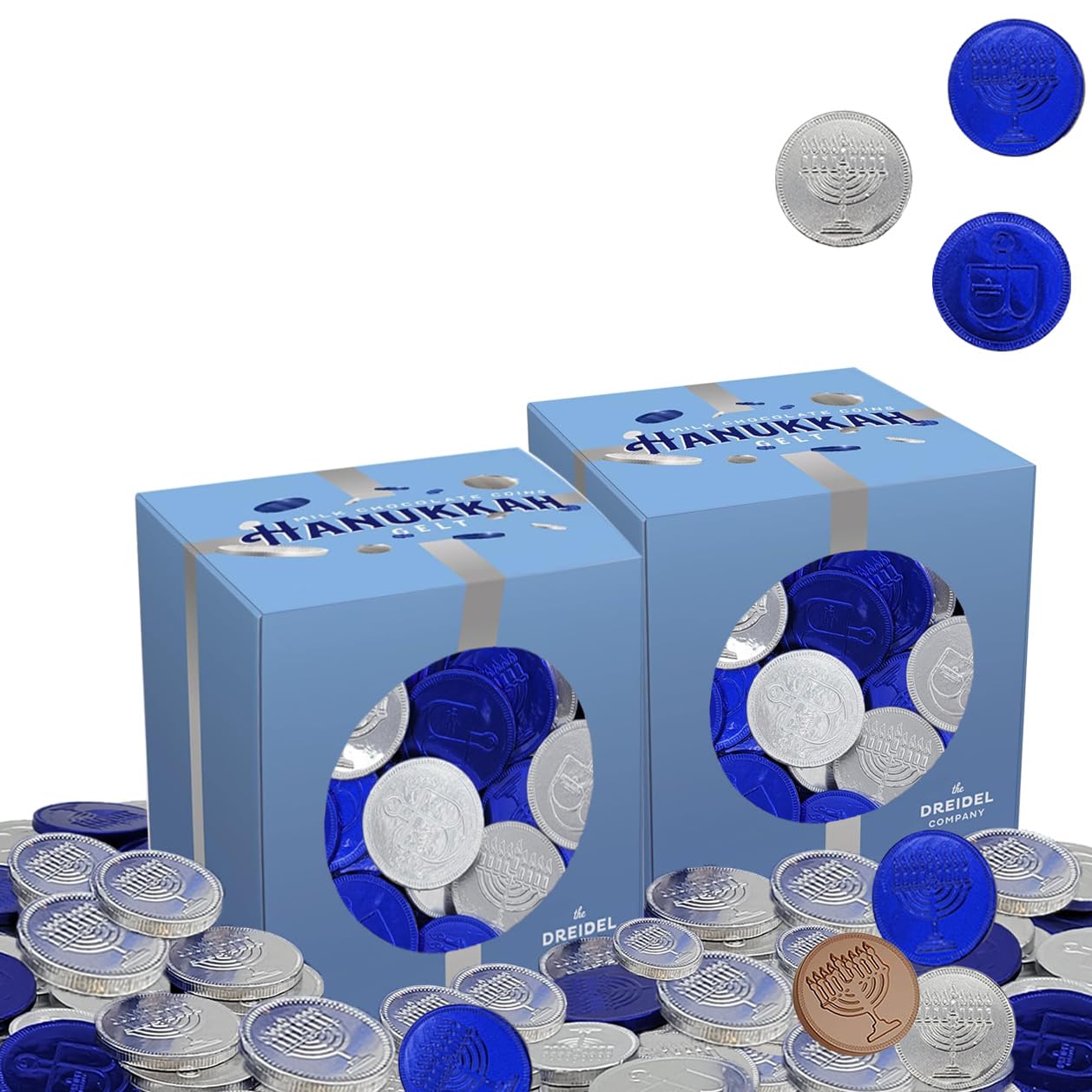 The Dreidel Company Chocolate Coins, Nut-Free, Made With Premium Belgian Milk Chocolate, Kosher Dairy Chanukah Gelt (2 Pounds)