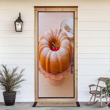3D Door Sticker Pound Cake Traditional Vanilla Sour Cream Flavor Door Decal Peel and Stick Wallpaper Self-Adhesive Removable Mural Vinyl Stickers Poster Home Decor 30.3"x78.7"