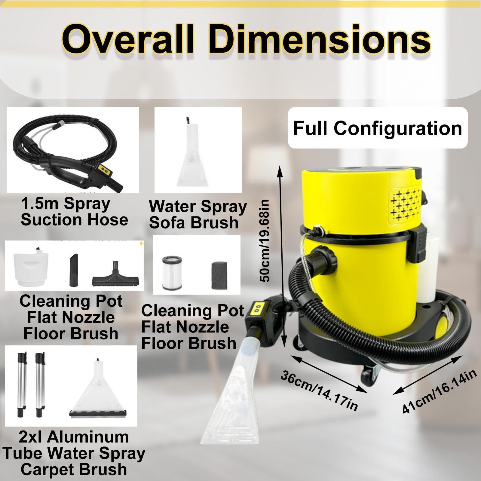1600W Aspiradora Doméstica 4 En 1 Con Función De Soplado Y Limpieza Profunda, Limpiadora Multifuncional Con Tanque De Agua Para Suelos Y Moquetas