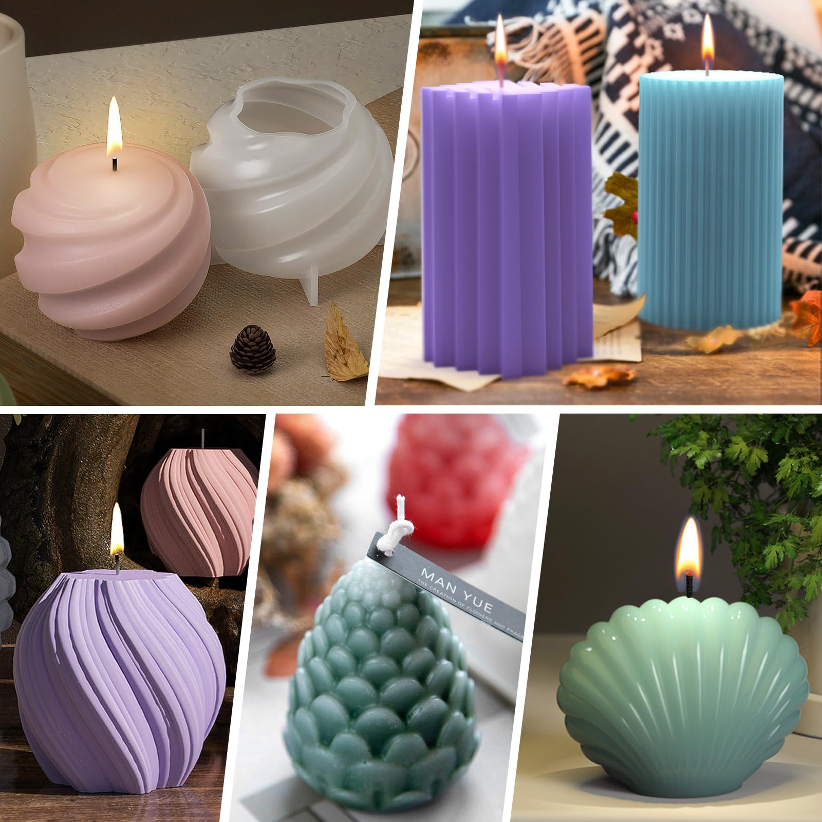 Stampi Silicone Per Resina Stampi In Silicone A Nido D'ape Con Api 3D Per Candele, Diffusori Di Set 5 Stampi Per Sottobicchieri Fai Da Te