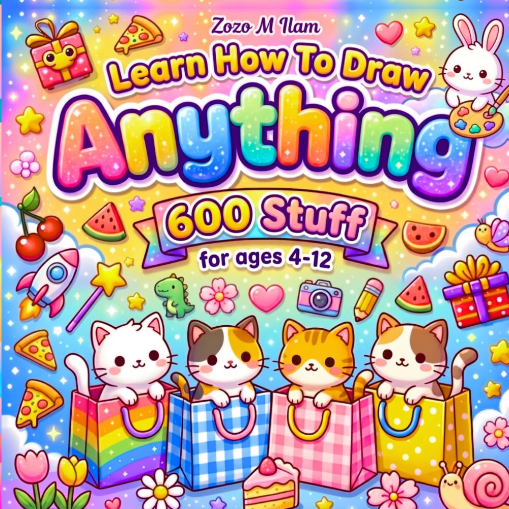 learn How To Draw Anything Ages 5-12: 600 Cute Fun Easy Stuff Step-by-Step Drawing Guid for Animals, Objects, and Characters