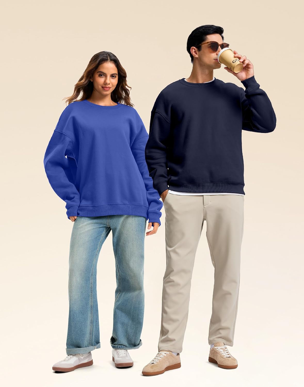 Soothfeel Mens Fleece Lined Crewneck Sweatshirt Cotton Pullover Sweater Athletic Workout Casual Oversized Warm Shirts for Men - Image 6