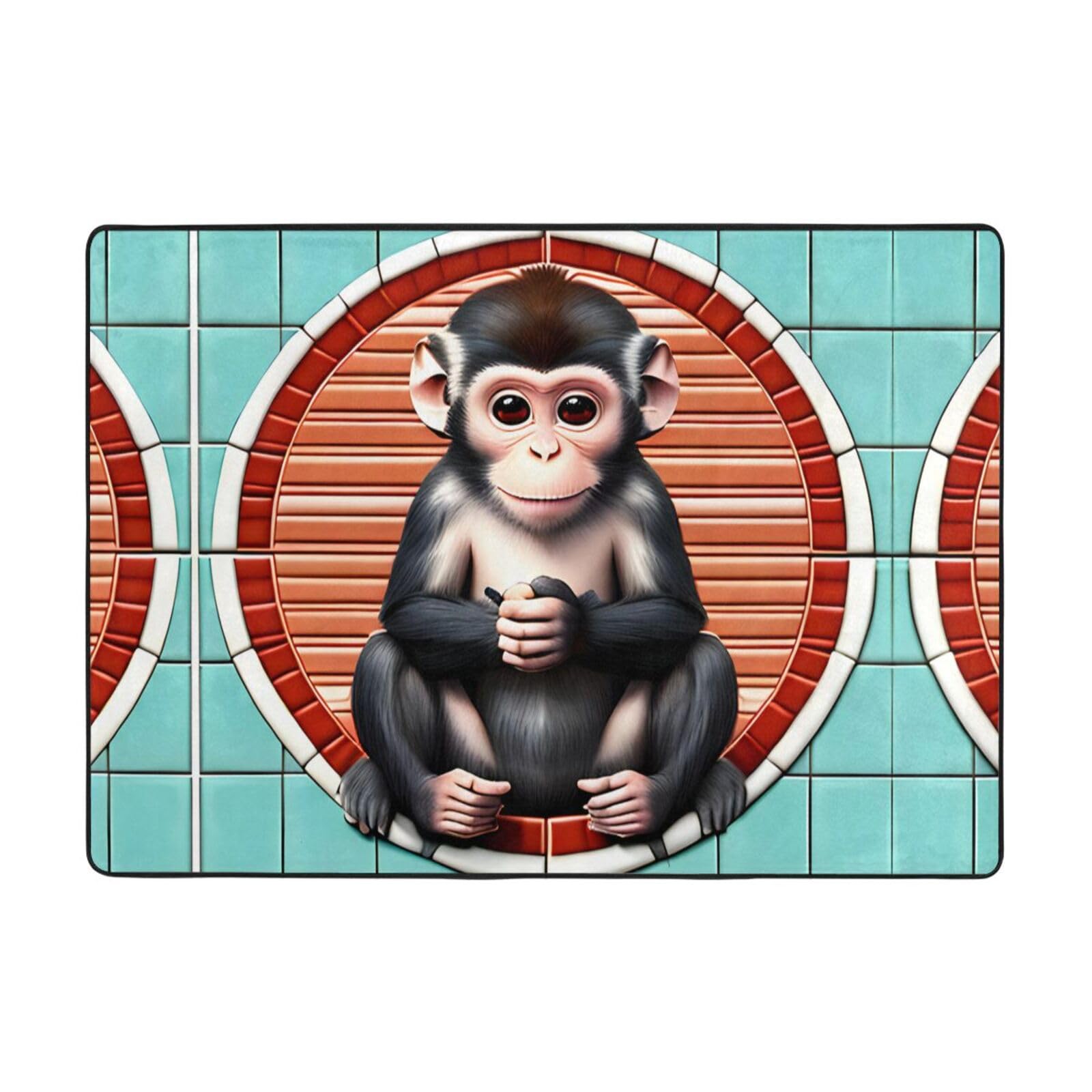 Tapis de sol salon chambre The Silent Monkey flanelle 203x147 cm