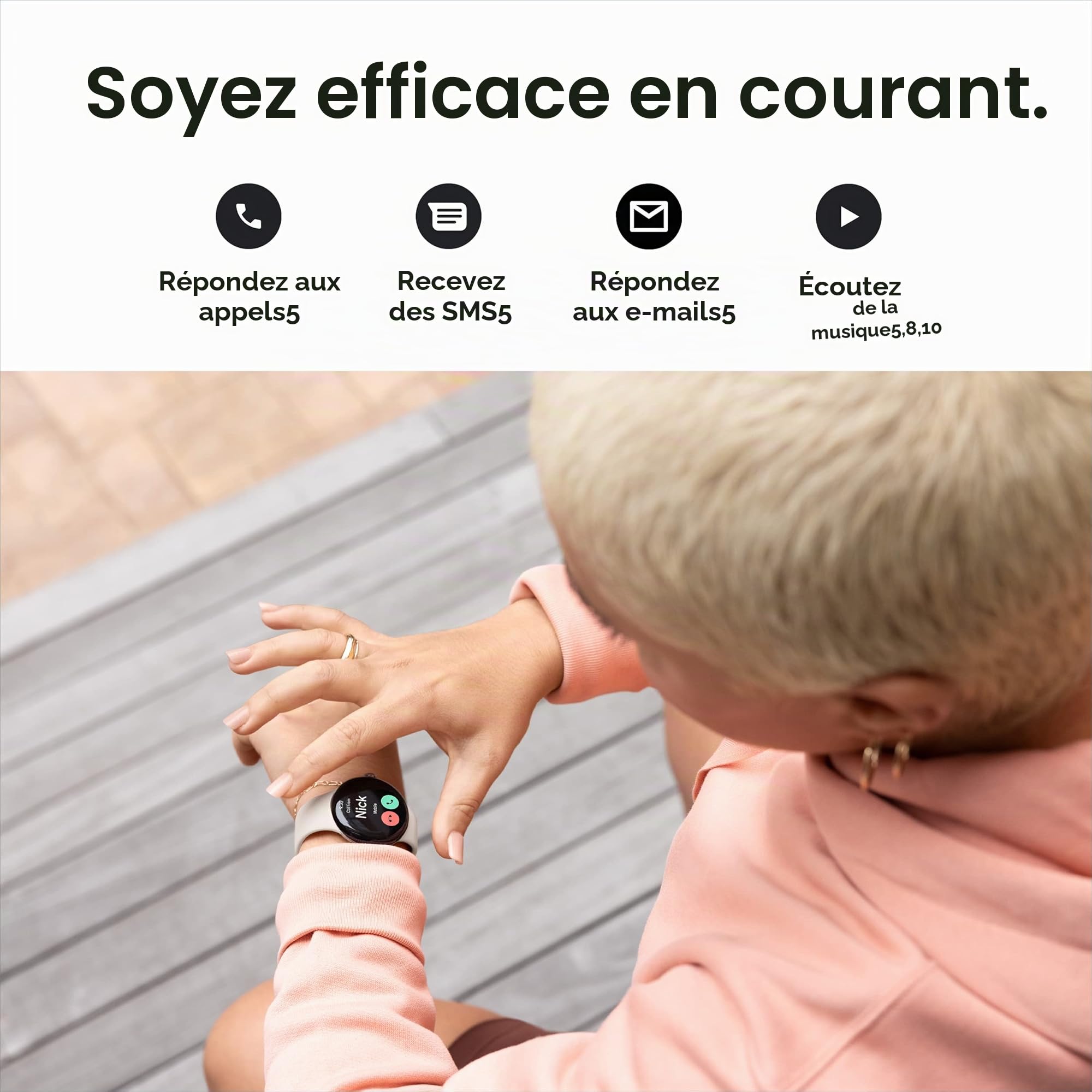 Google Pixel Watch 1ère génération – Montre intelligente Android avec suivi d'activité Fitbit – Montre de suivi de la fréquence cardiaque – Boîtier en acier inoxydable noir mat avec bracelet actif en