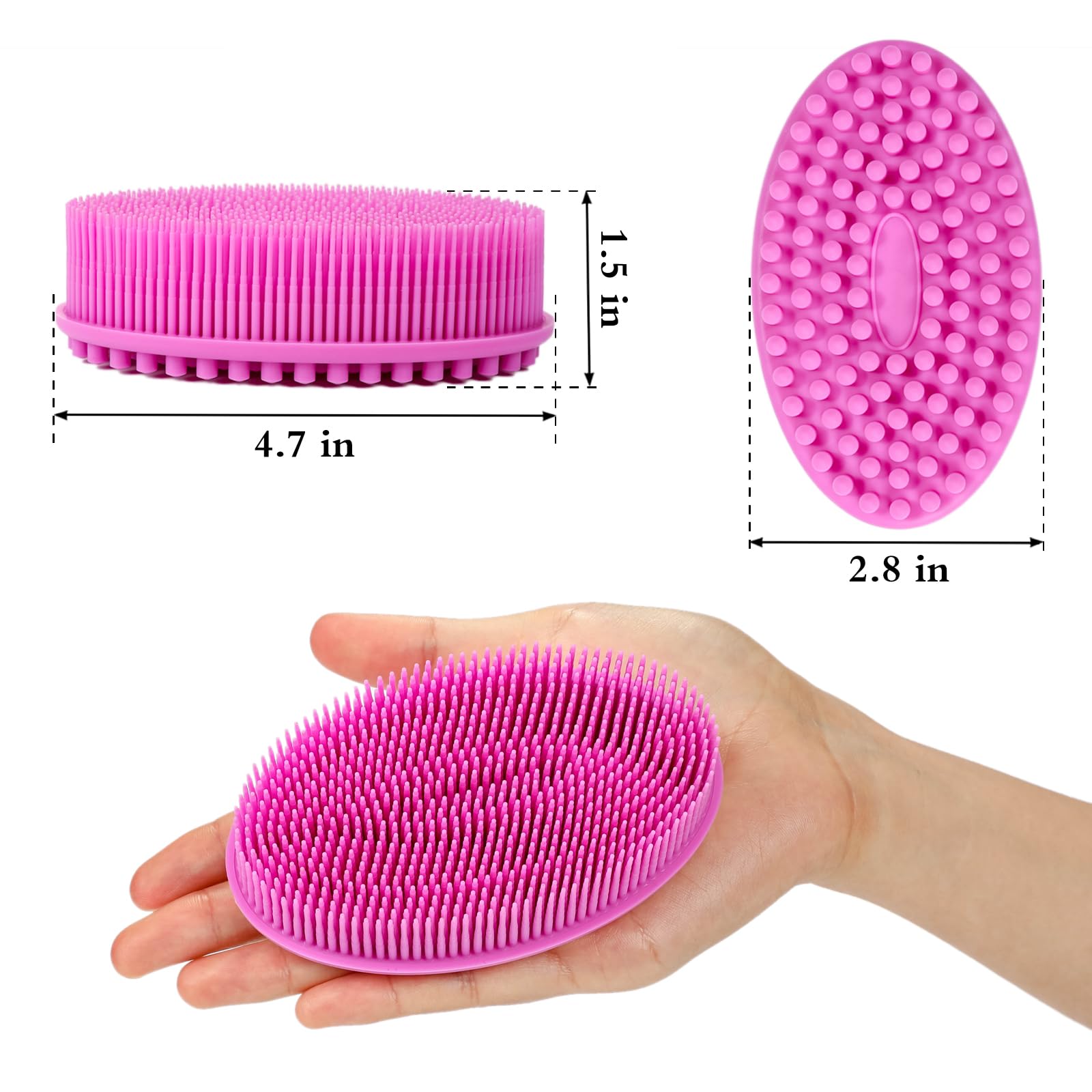 Silicone Loofah Exfoliating Body Scrubber Set of 3 Soft Bath Sponge Shower Brush Silicone Body Scrubber Loofah for Sensitive Kids Women Men All Kinds of Skin (Blue&Rose&Pink) - Image 2
