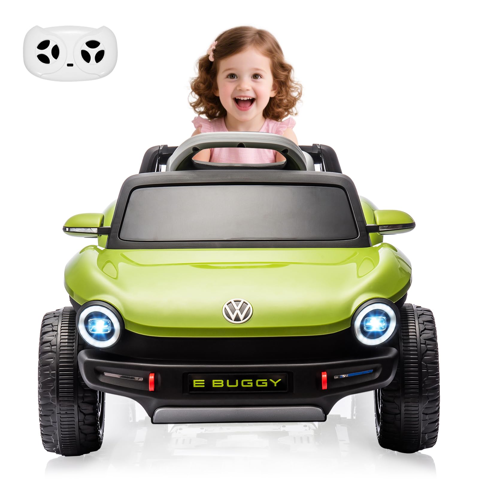 GarveeLife 12V Kids Ride On Car Licensed Volkswagen Beetle Electric Ride On Toy for Toddlers 4 Wheeler Vehicle with Parental Remote, Battery Level