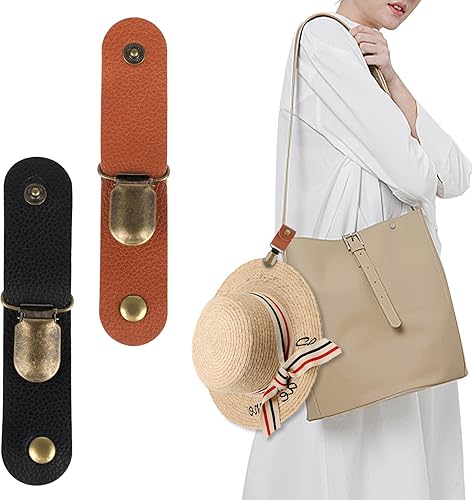 Clips de viaje para sombreros, 2 piezas de cuero sintético para bolsa, multifuncional, soporte para sombreros, clips para viajes, mujeres y hombres,