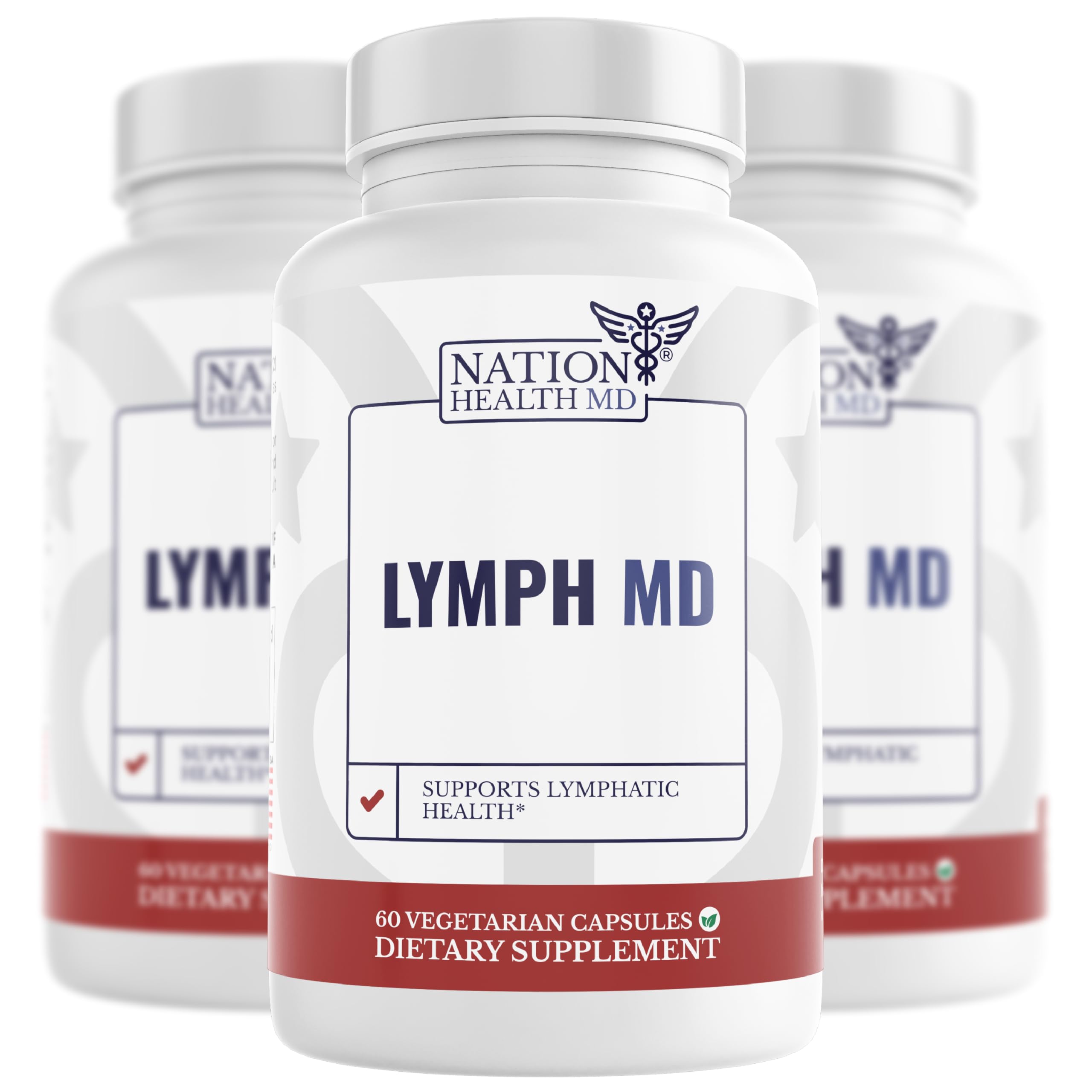 NATION HEALTH MD Lymph MD, suplemento fitoterápico com equinácea, pacote com 3 (180 cápsulas)