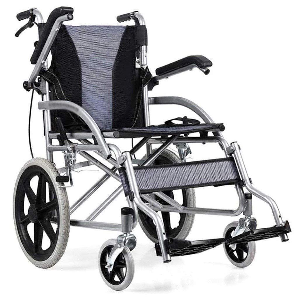 MU Silla de Ruedas Plegable, Camarero Ligero Y Portátil Ajustable Empuje de Los Apoyabrazos de Seguridad Doble Freno Scooter/Inicio