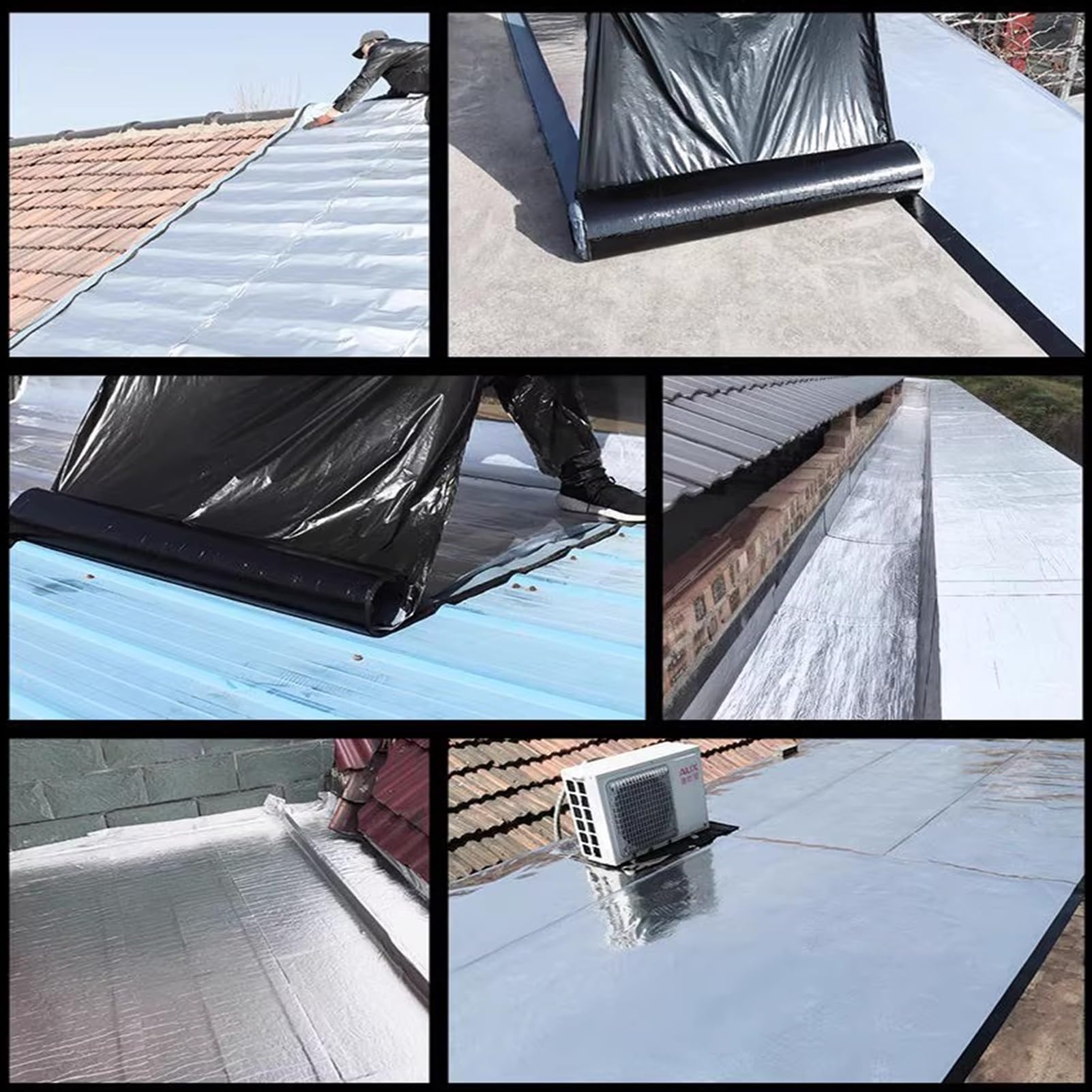 Cinta bituminosa for reparación de techos | Plata, varios tamaños, reparación de techos y tuberías a prueba de fugas: cinta asfáltica autoadhesiva(50x1000cm)