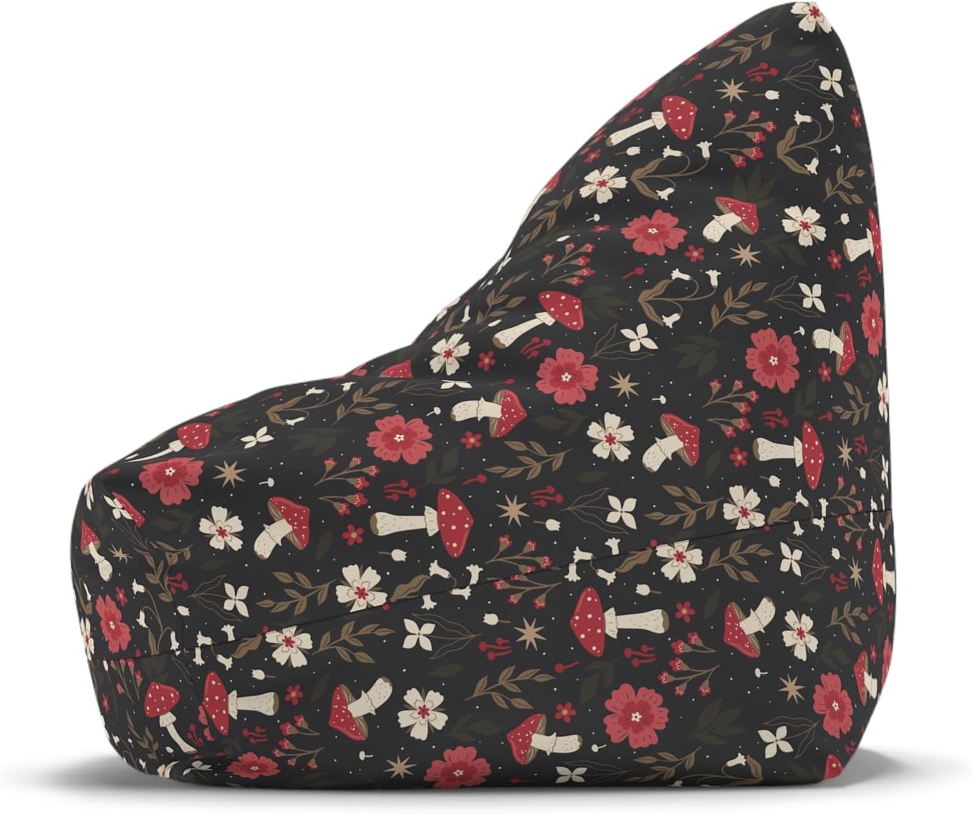 Wildflower Mushroom Pattern Bean Bag Chair Cover Case Only, Retro Hippie Home Decor, Kids Room, Living Room Accent Piece