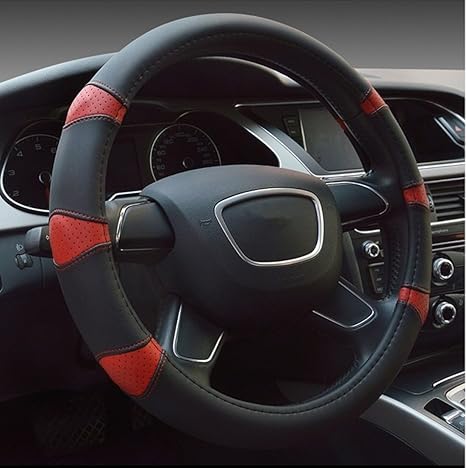 Amazon Dee Type 車用品 おしゃれ 使いやすい かっこいい 握りやすい ハンドルカバー ステアリングカバー 簡単に取付 ハンドルカバー ブラック レッド 38 Cm ハンドルカバー 車 バイク