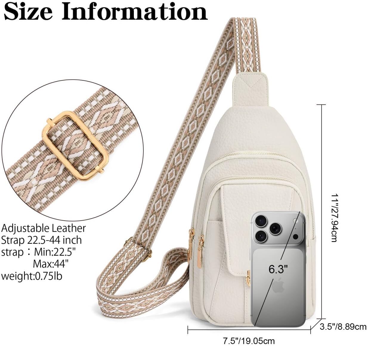 SENDEFN Small Crossbody Sling Bag for Women Anti-Theft Leather Backpack with Shoulder Strap Fanny Packs Chest Bags for Travel