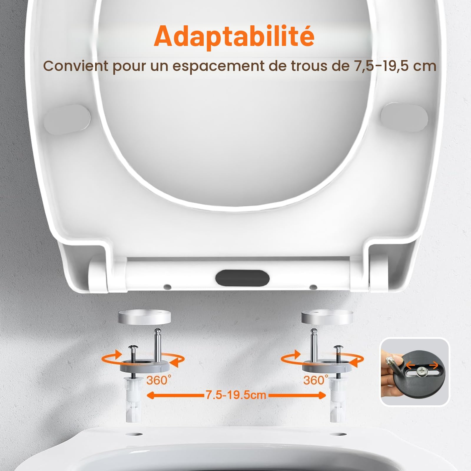 SURFOU Abattant WC Forme O, Lunette de Toilette Blanche Universelle avec Frein de Chute, Abattant Wc Design Antibactérien et Facile à Nettoyer, Peut Supporter 150 Kg, Blanche