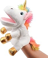 Vista 1 de Hopearl Marioneta de mano de unicornio de peluche con boca abierta y movible para juego imaginativo, juego de rol, juguete interactivo para contar
